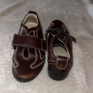 Gently Loved Chocolate Brown Leather Velcro Loafer .. No longer sold on site!